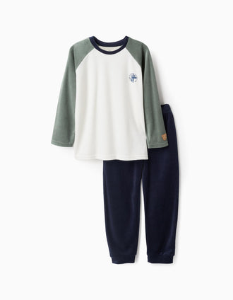 Pijama de Terciopelo para Niño 'Big Boys Club', Verde/Azul/Blanco