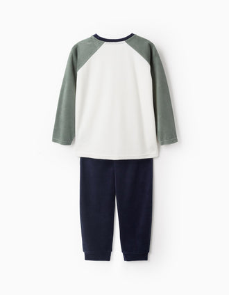 Pijama de Terciopelo para Niño 'Big Boys Club', Verde/Azul/Blanco