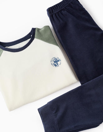 Pijama de Terciopelo para Niño 'Big Boys Club', Verde/Azul/Blanco