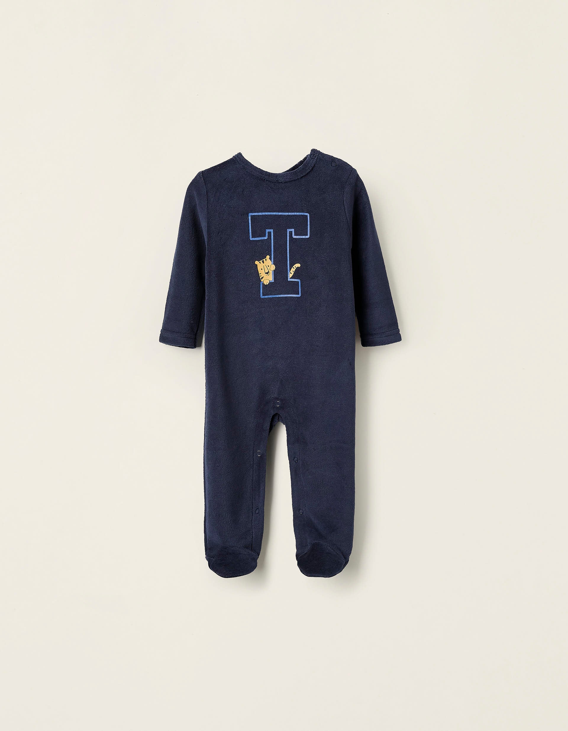 Velours Sleepsuit for Baby Boys 'Tiger', Dark Blue