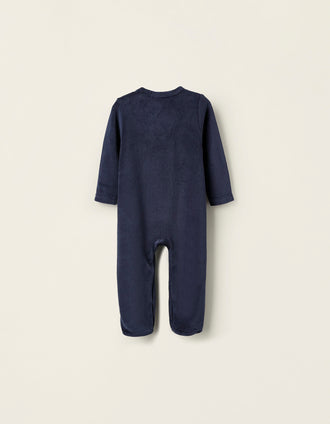 Grenouillère en Velours pour Bébé Garçon 'Tigre', Bleu Foncé