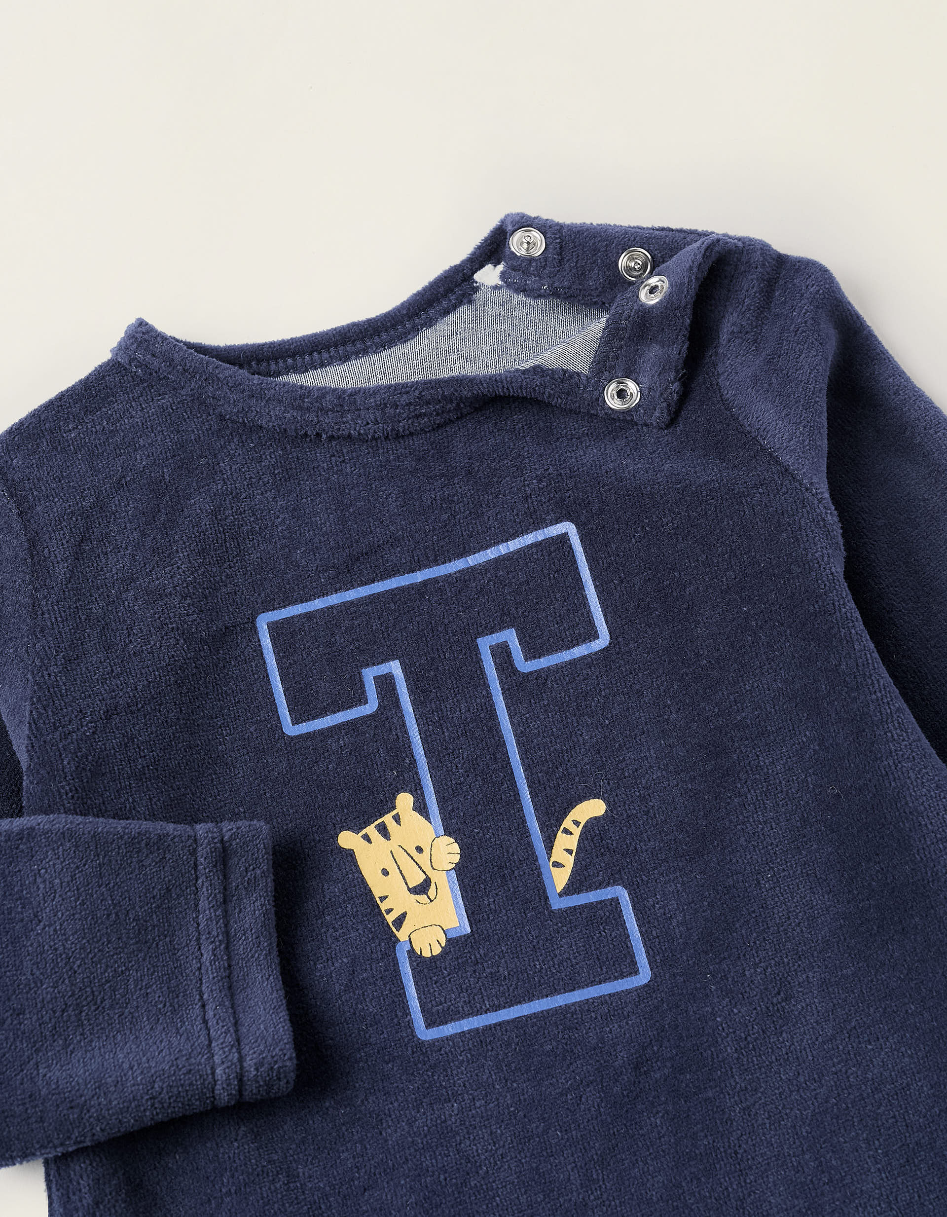 Velours Sleepsuit for Baby Boys 'Tiger', Dark Blue