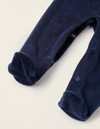 Pelele de Terciopelo para Bebé Niño 'Tigre', Azul Oscuro