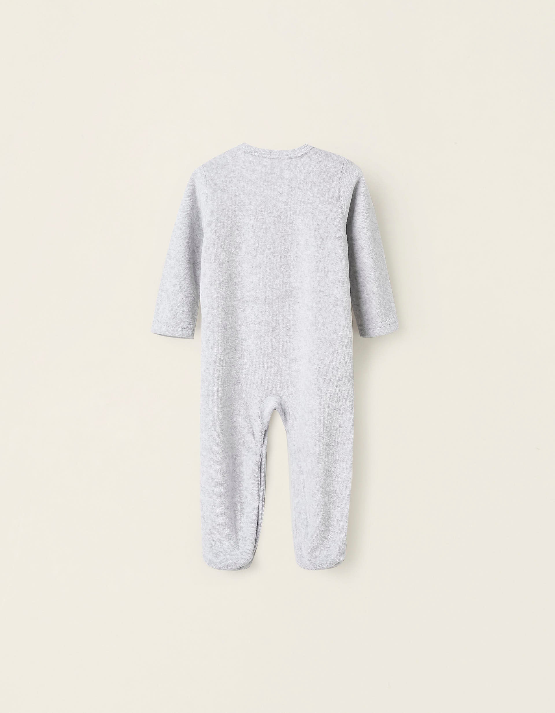 Velours Sleepsuit for Baby Boys 'Tiger', Grey