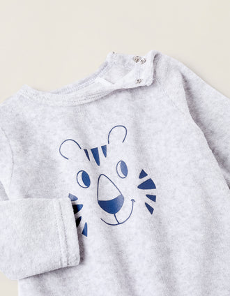 Combinaison en Velours pour Bébé Garçon 'Tigre', Gris