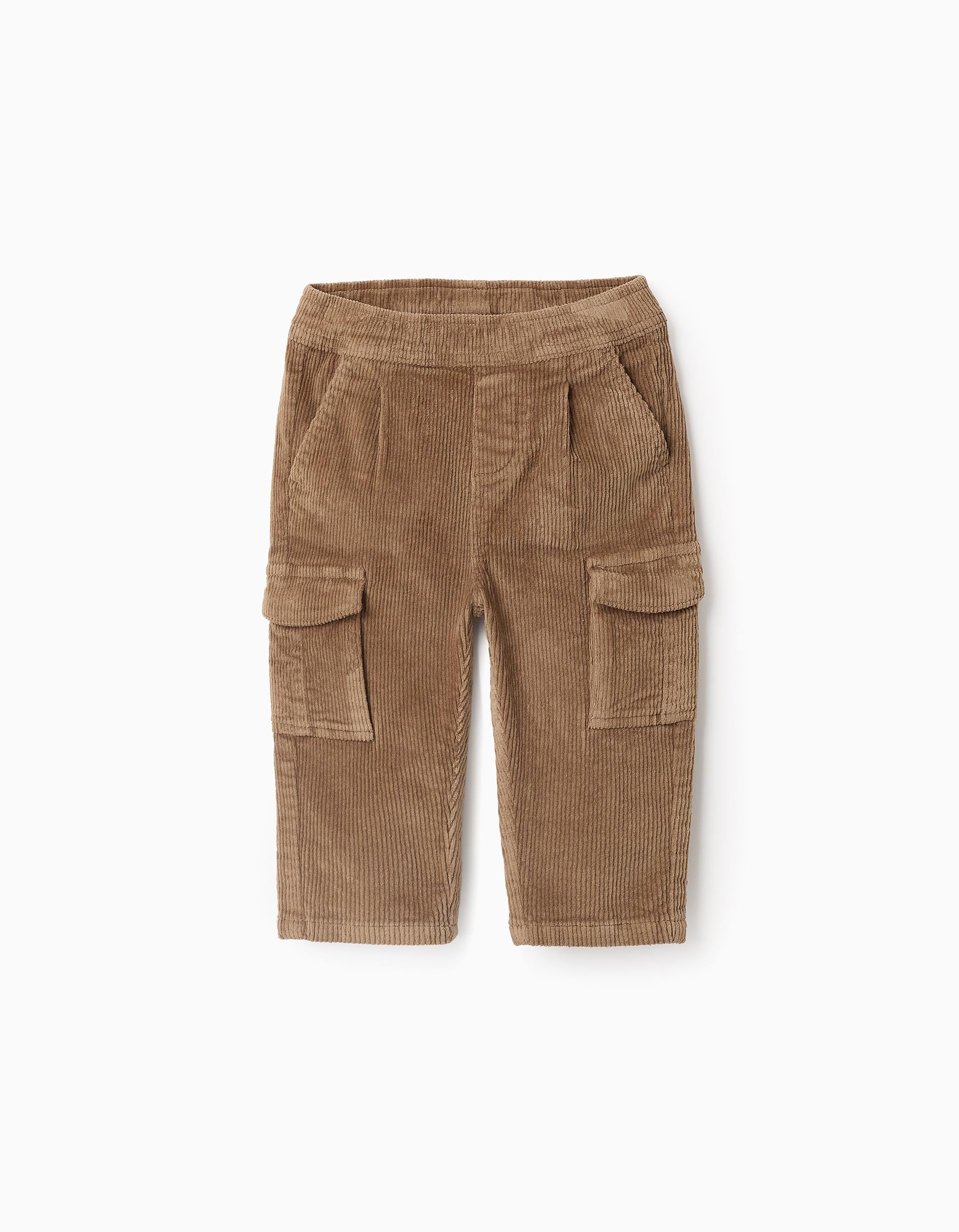 Corduroy Cargo Trousers for Baby Boys, Camel