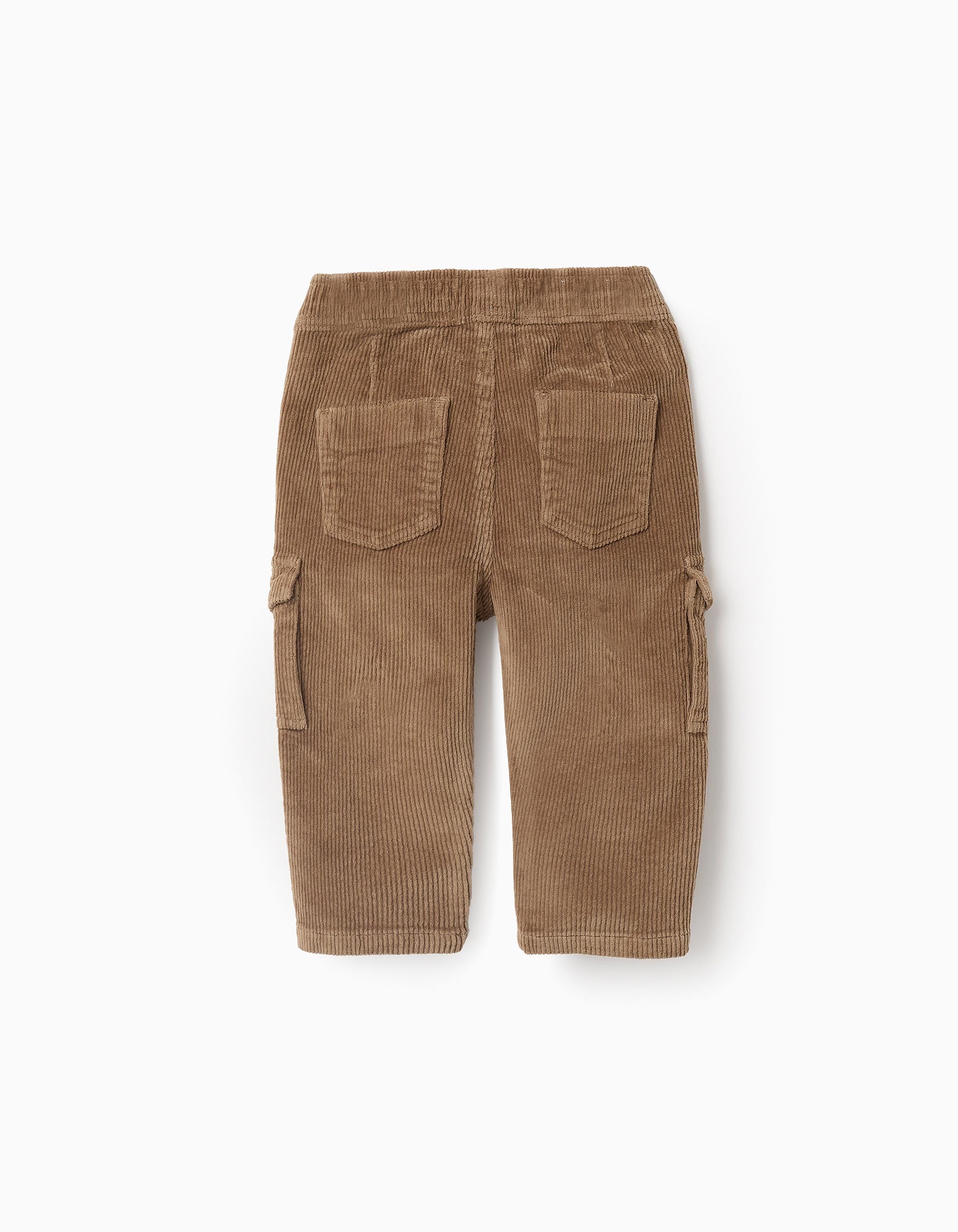 Corduroy Cargo Trousers for Baby Boys, Camel