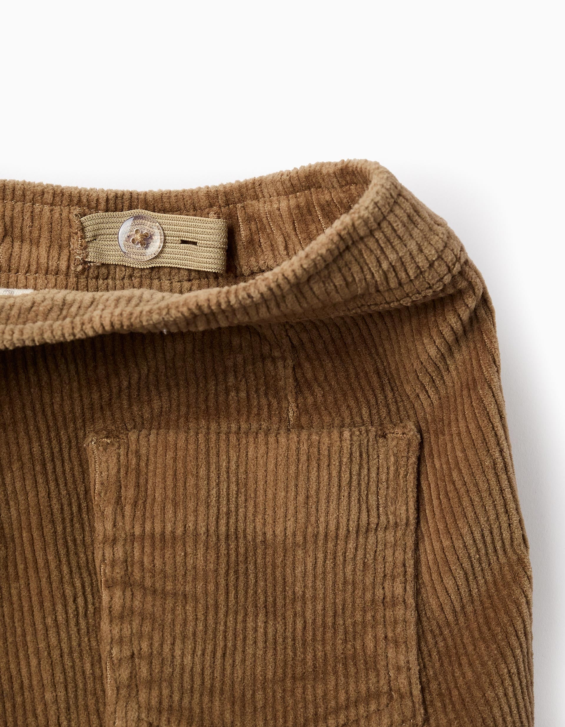 Corduroy Cargo Trousers for Baby Boys, Camel