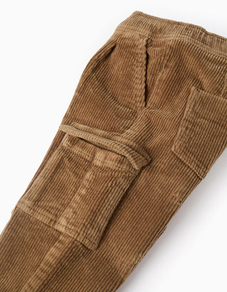 Pantalon Cargo en Velours Côtelé pour Bébé Garçon, Camel