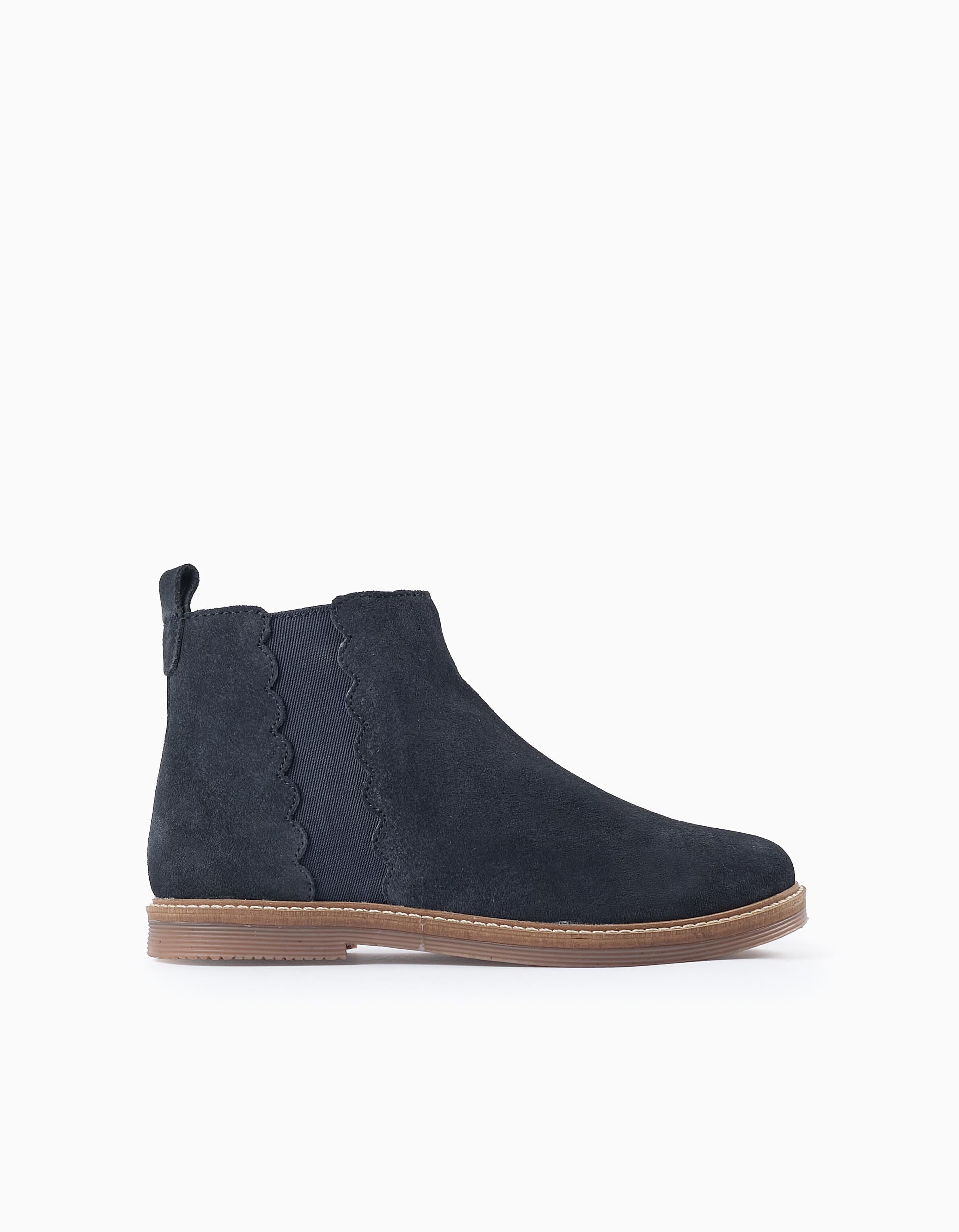 Chelsea Suede Boots for Girls, Dark Blue