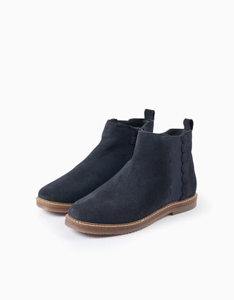 Botas Chelsea de Ante para Niña, Azul Oscuro