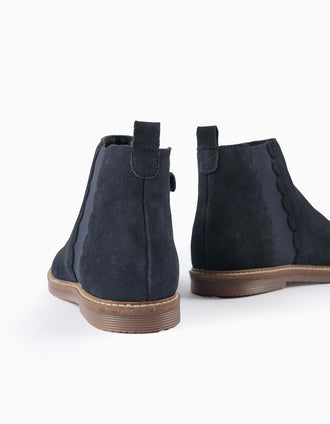Botas Chelsea de Ante para Niña, Azul Oscuro