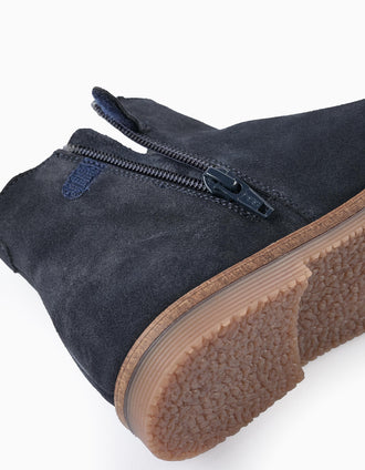 Botas Chelsea em Camurça para Menina, Azul Escuro