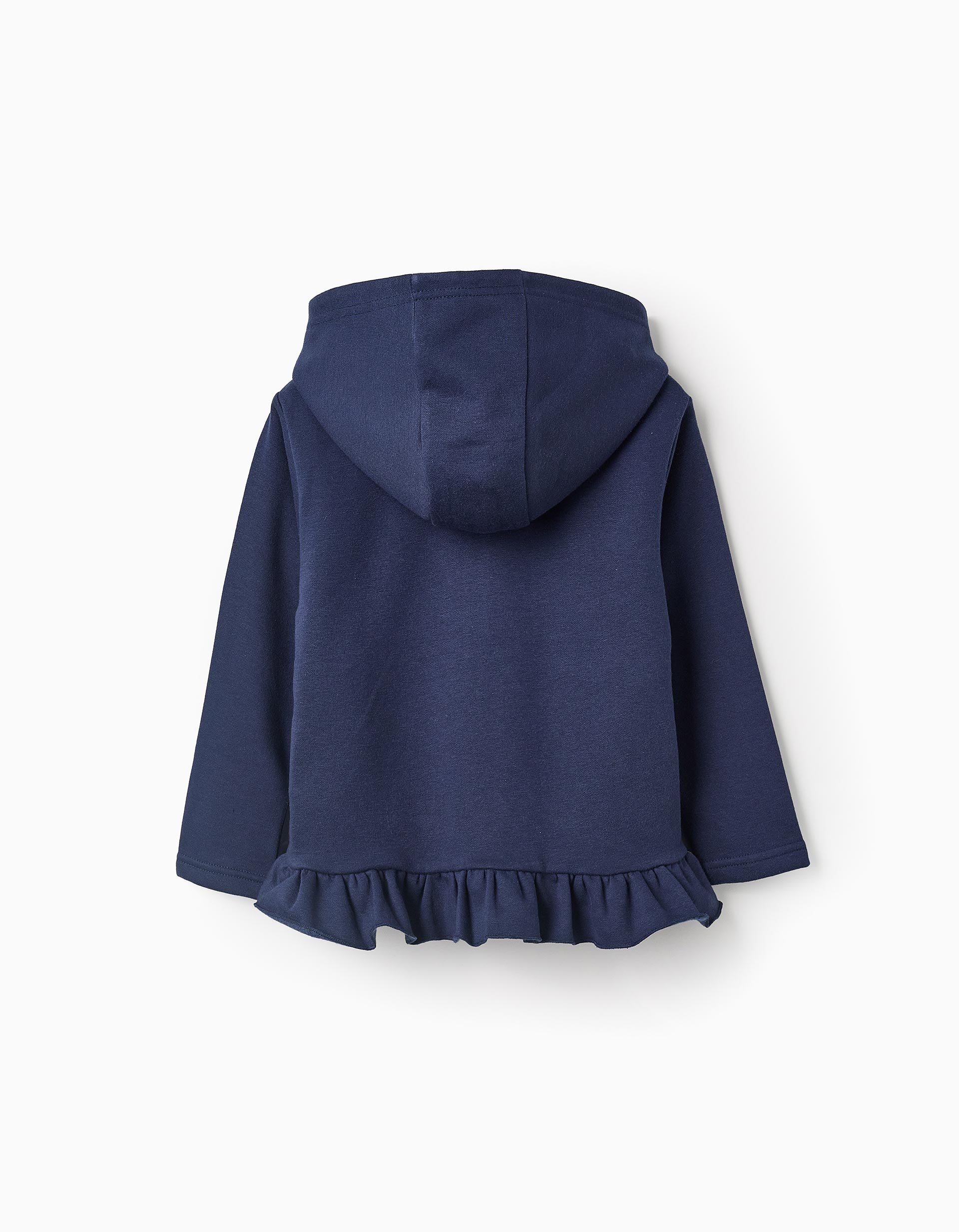 Hooded Jacket with Ruffles for Girls, Dark Blue