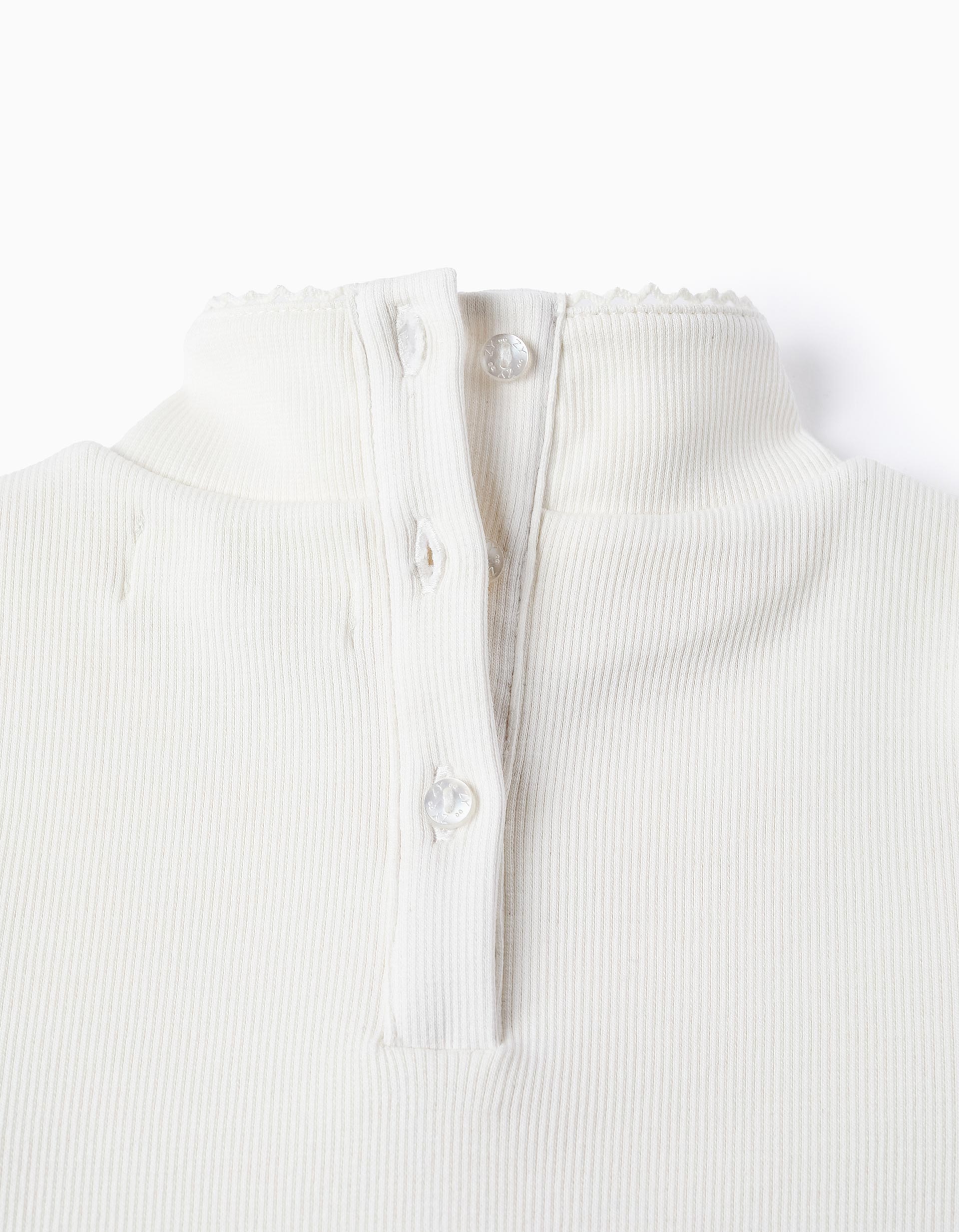 Pull Côtelé à Col Roulé pour Fille, Blanc