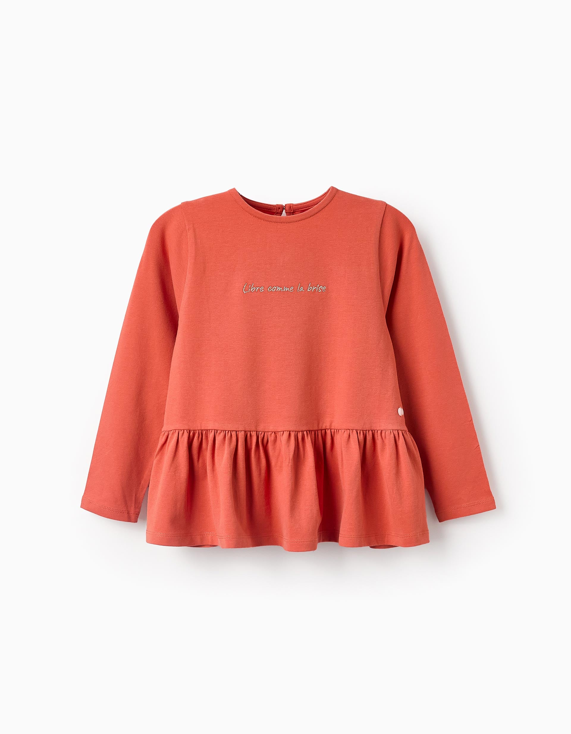 T-shirt avec Broderie et Volants pour Fille, Orange