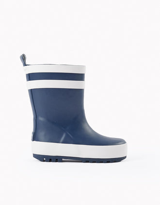 Botas de Agua a Rayas para Bebé, Azul Oscuro
