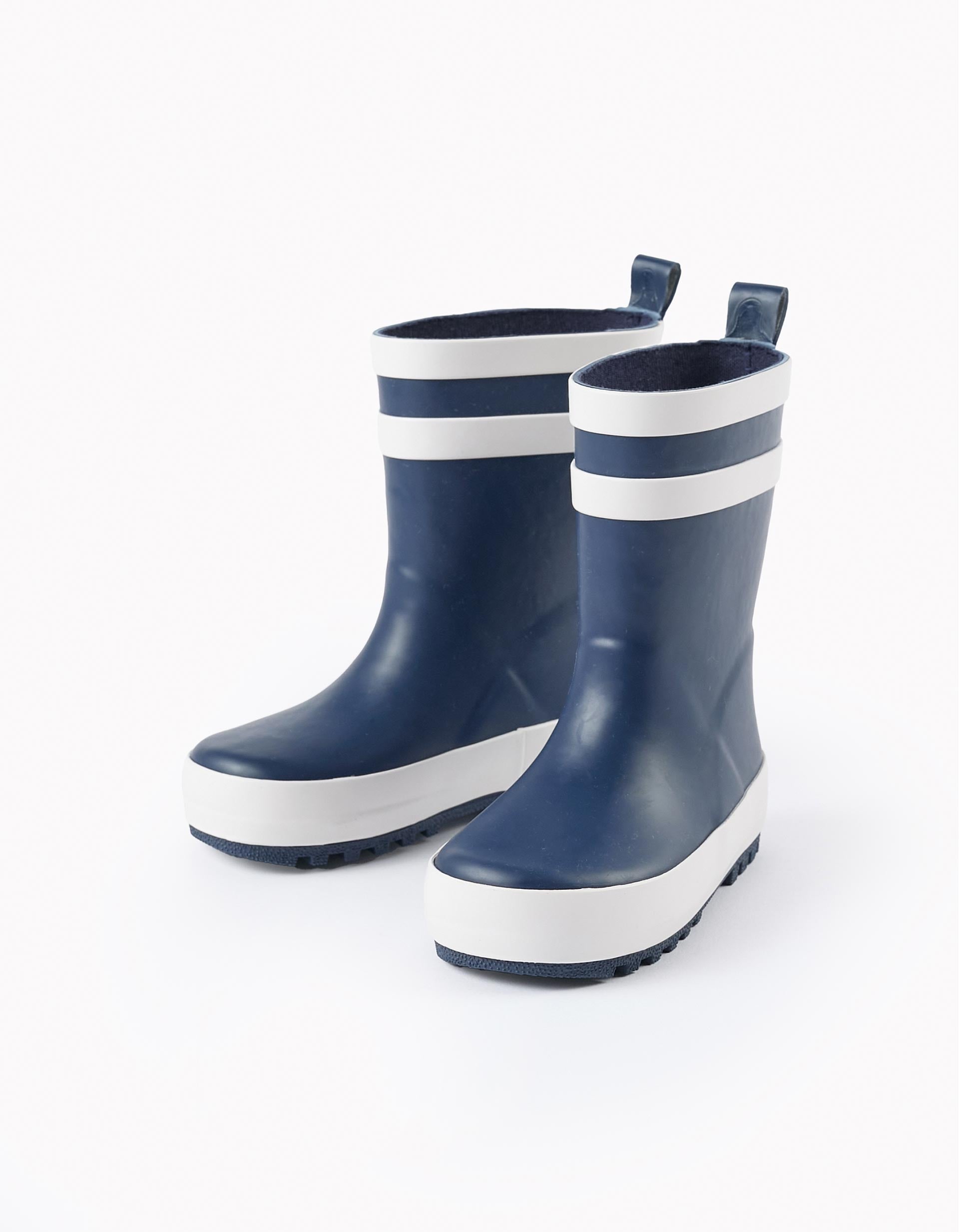 Striped Wellies for Babies, Dark Blue