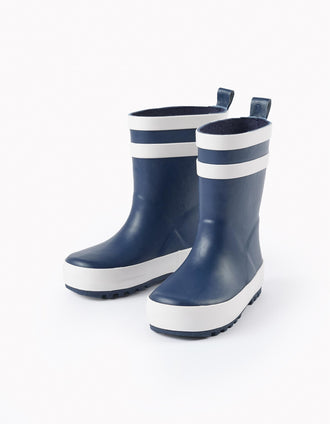 Botas de Agua a Rayas para Bebé, Azul Oscuro