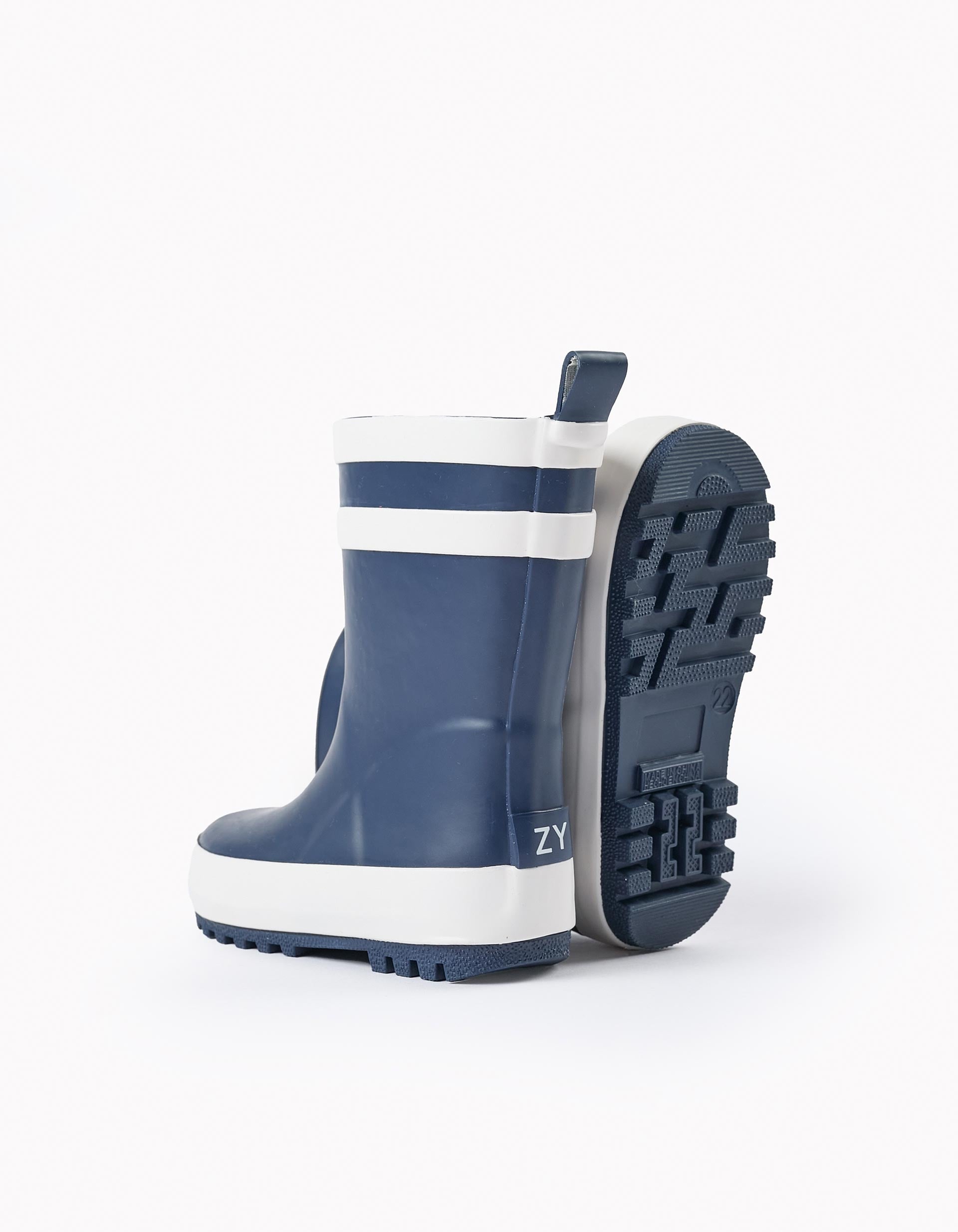 Striped Wellies for Babies, Dark Blue