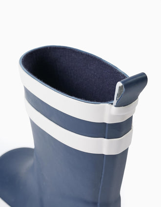 Botas de Agua a Rayas para Bebé, Azul Oscuro