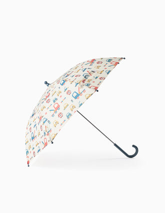 Parapluie pour Bébé et Garçon 'Véhicules', Beige