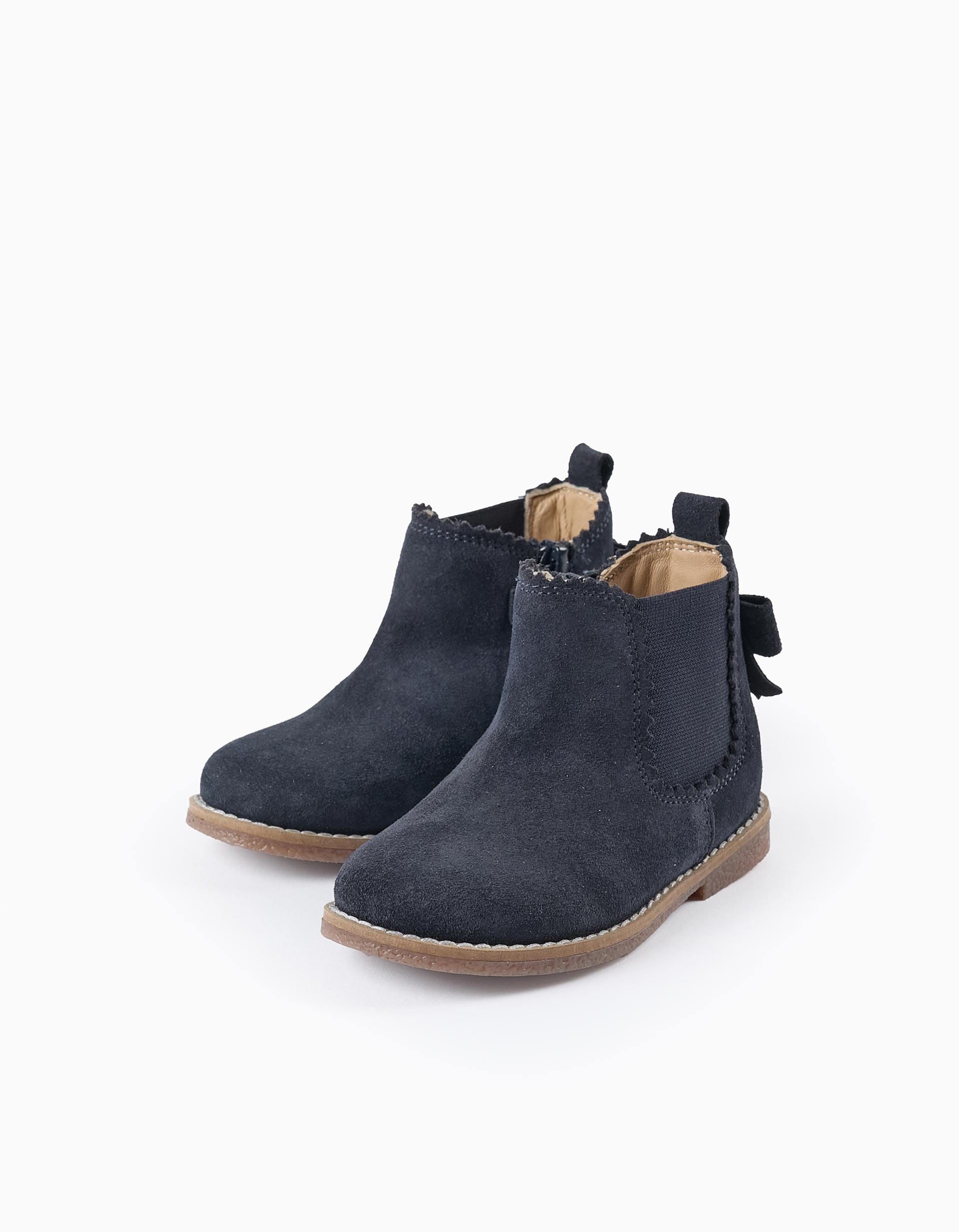 Suede Leather Boots for Baby Girls, Dark Blue