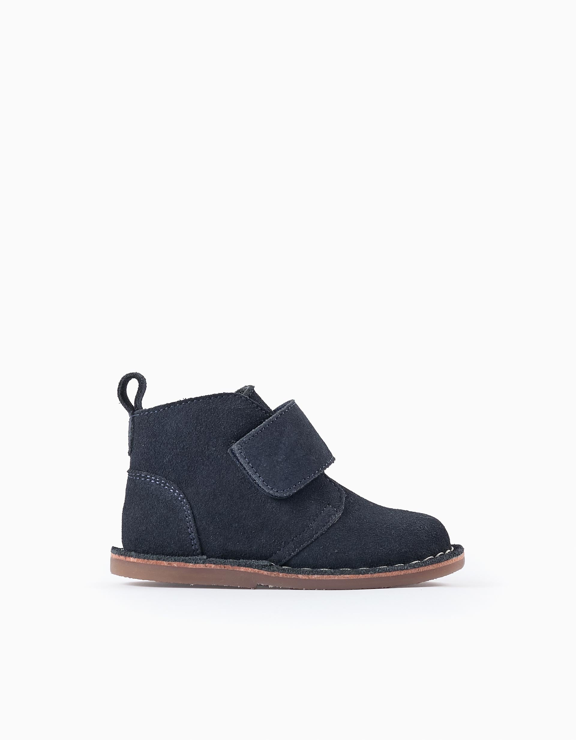 Suede Leather Boots for Baby Boys, Dark Blue