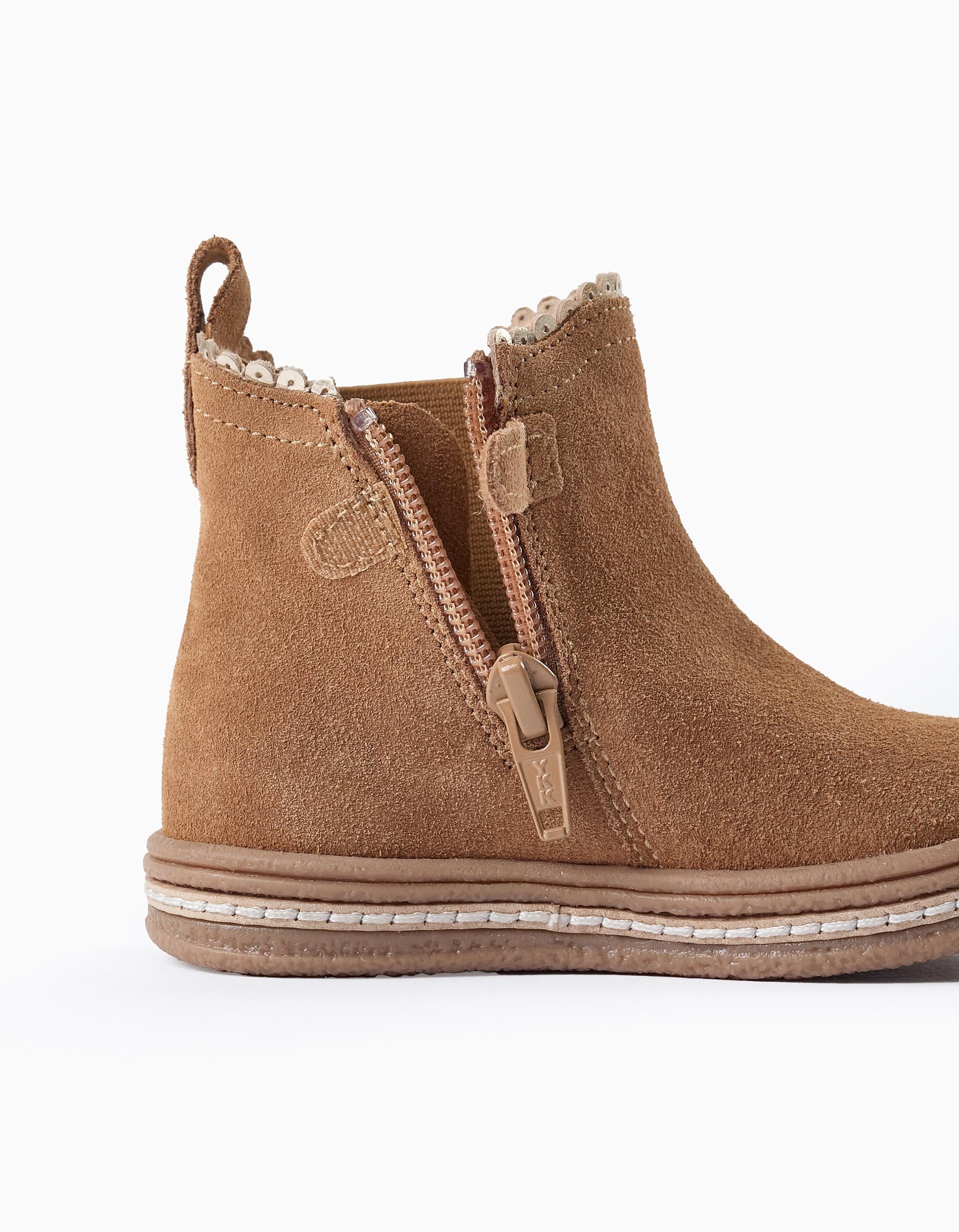 Suede Leather Boots for Baby Girls, Camel