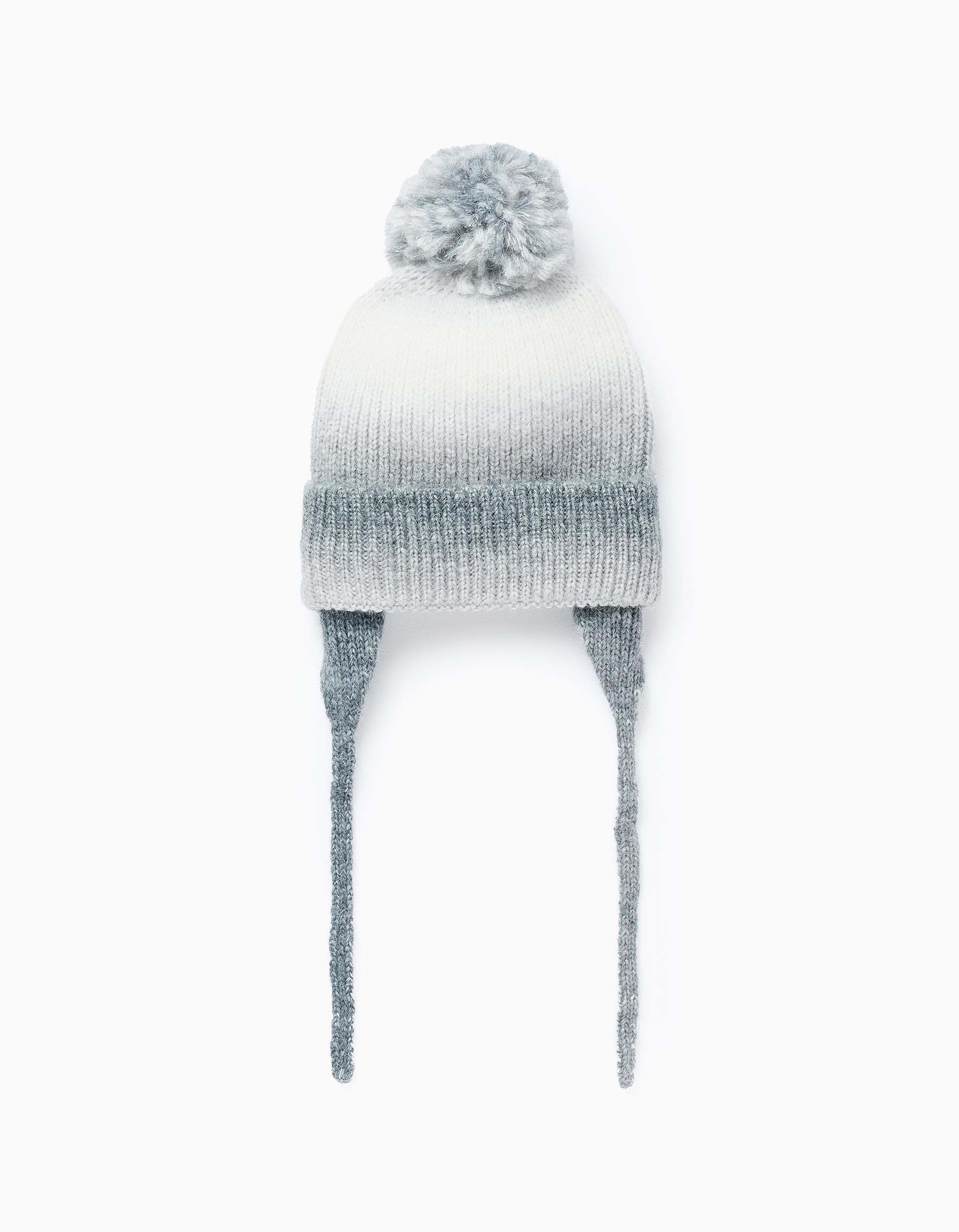 Knitted Gradient Beanie for Baby, White/Grey