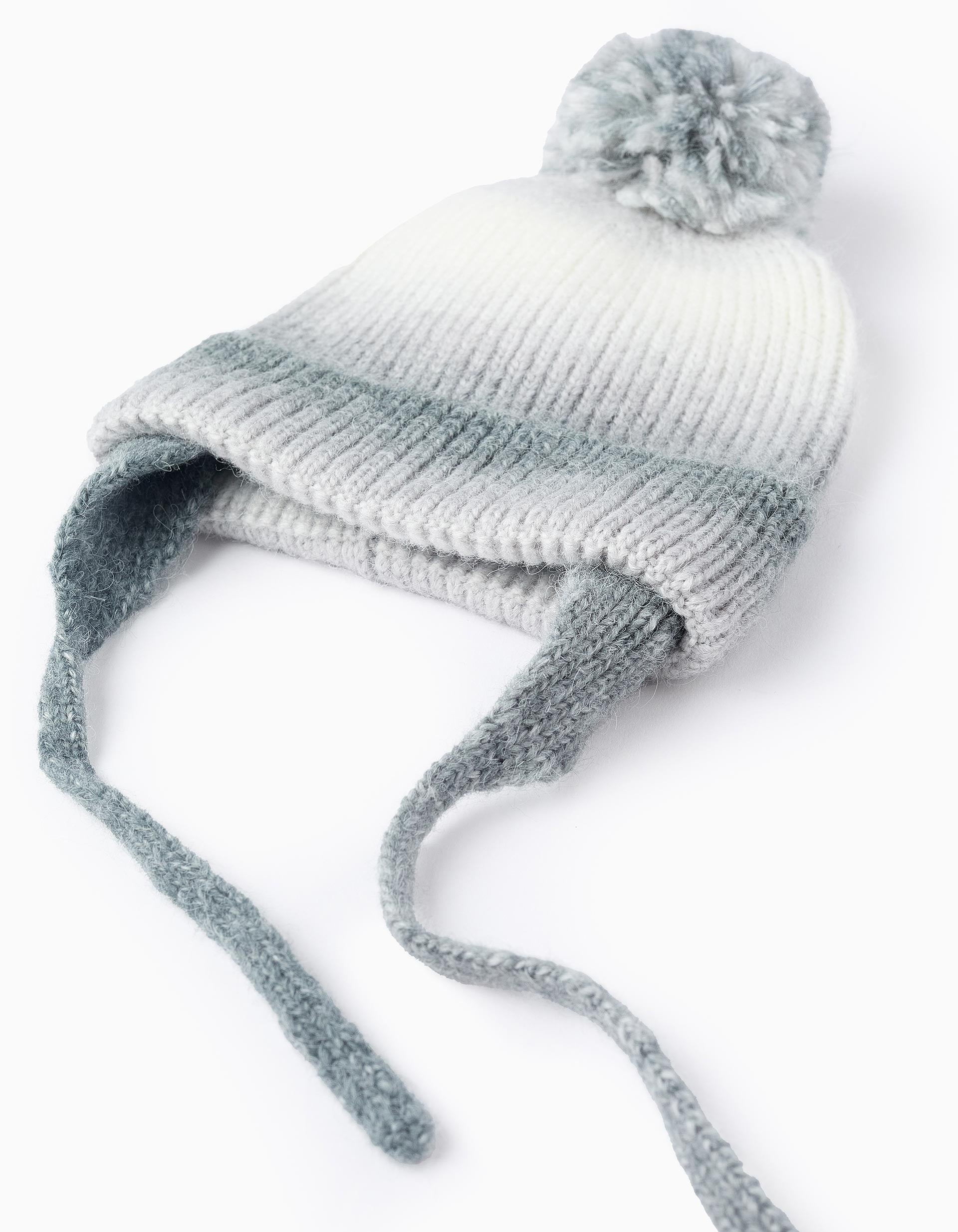 Knitted Gradient Beanie for Baby, White/Grey