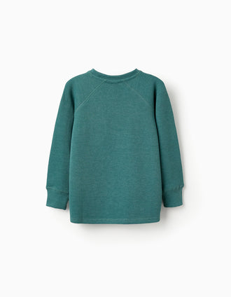Sudadera con Textura y Bolsillo para Niño, Verde