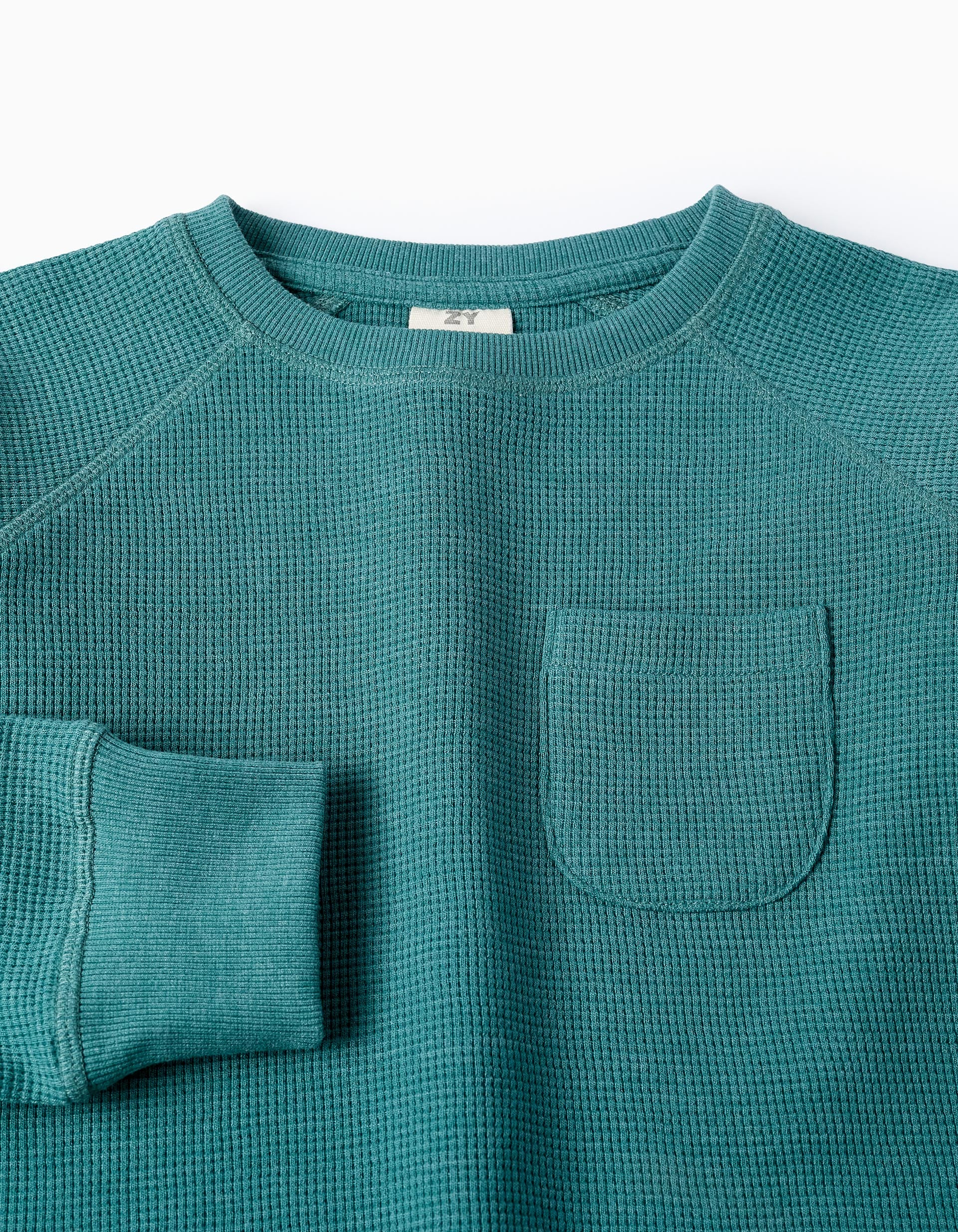 Textured Sweatshirt with Pocket for Boys, Green