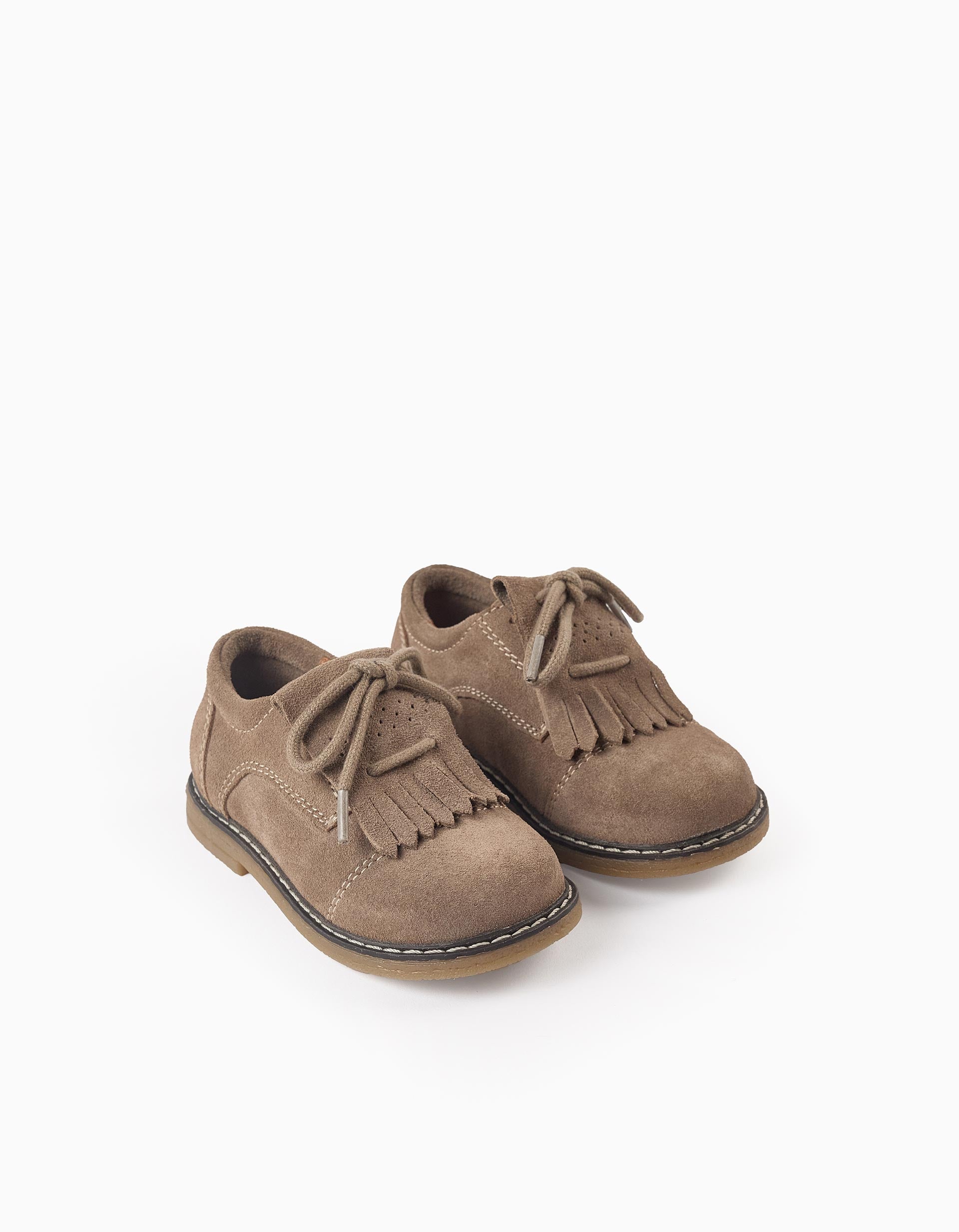 Suede Baby Shoes, Dark Beige