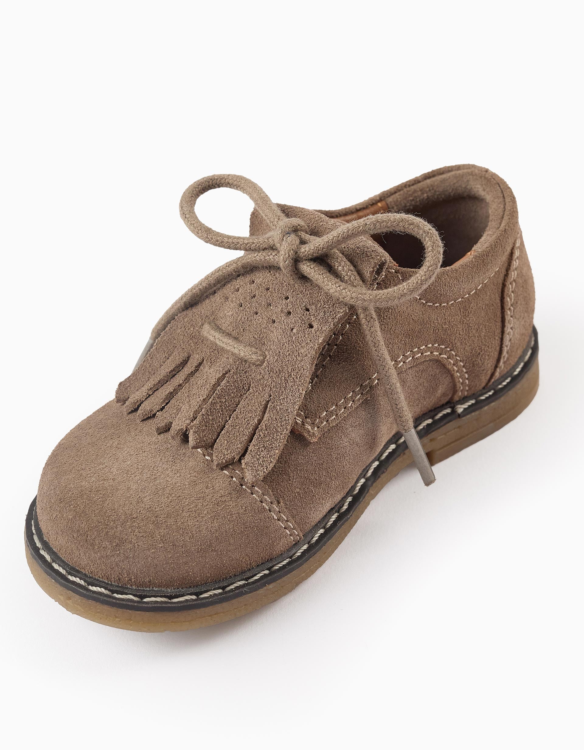 Suede Baby Shoes, Dark Beige