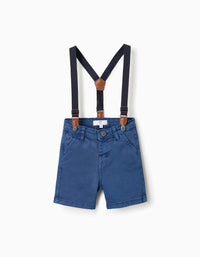 Pantalones Chino con Tirantes Desmontables para Bebé Niño, Azul