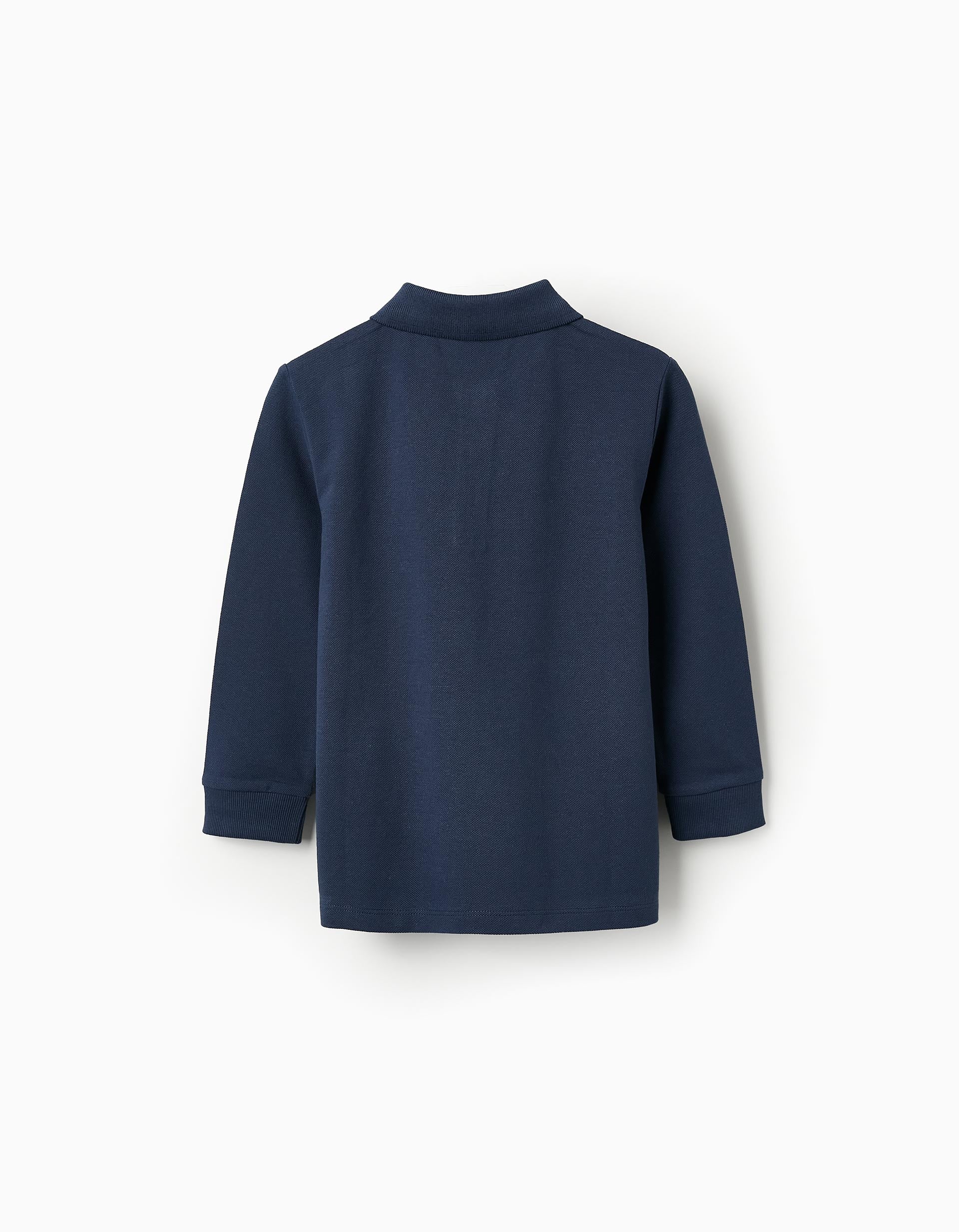 Long Sleeve Polo Shirt for Boys, Dark Blue