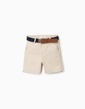 Short Chino avec Ceinture pour Bébé Garçon, Beige