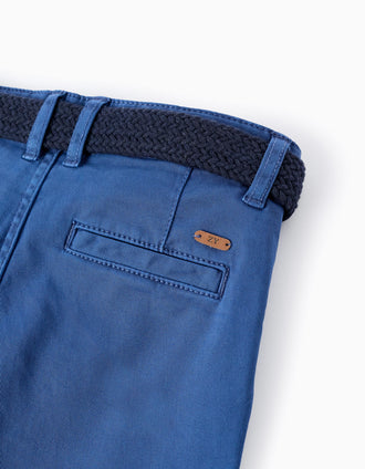 Pantalones Chino con Cinturón para Niño, Azul