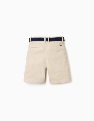 Short Chino avec Ceinture pour Garçon, Beige