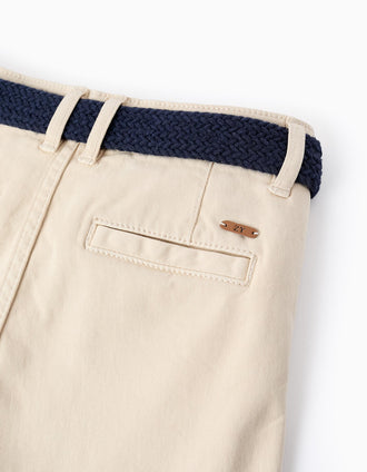 Calções Chino com Cinto para Menino, Bege
