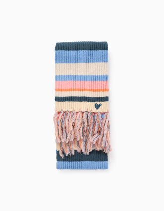 Cachecol Canelado às Riscas para Menina, Multicolor