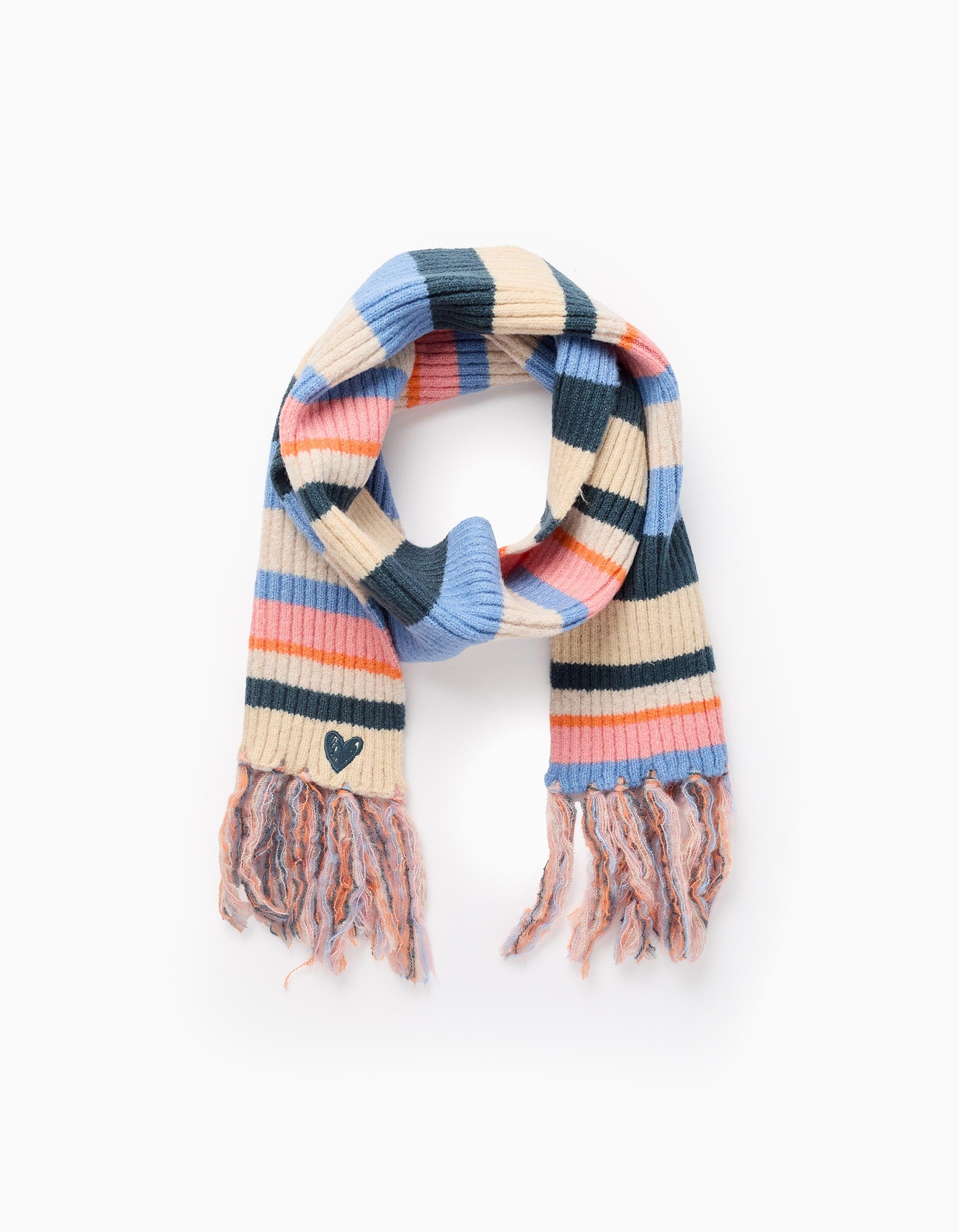 Ribbed Striped Scarf for Girls, Multicolour