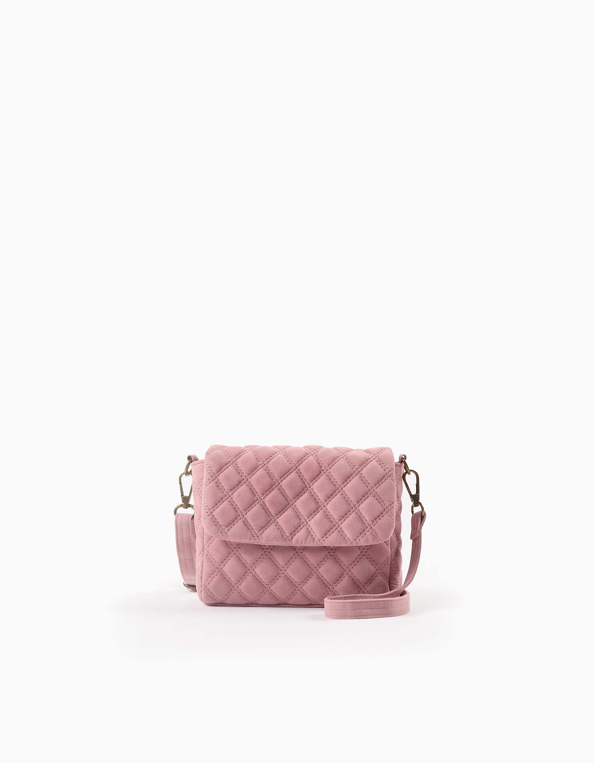 Crossbody Bag in Suedine for Baby and Girls, Pink