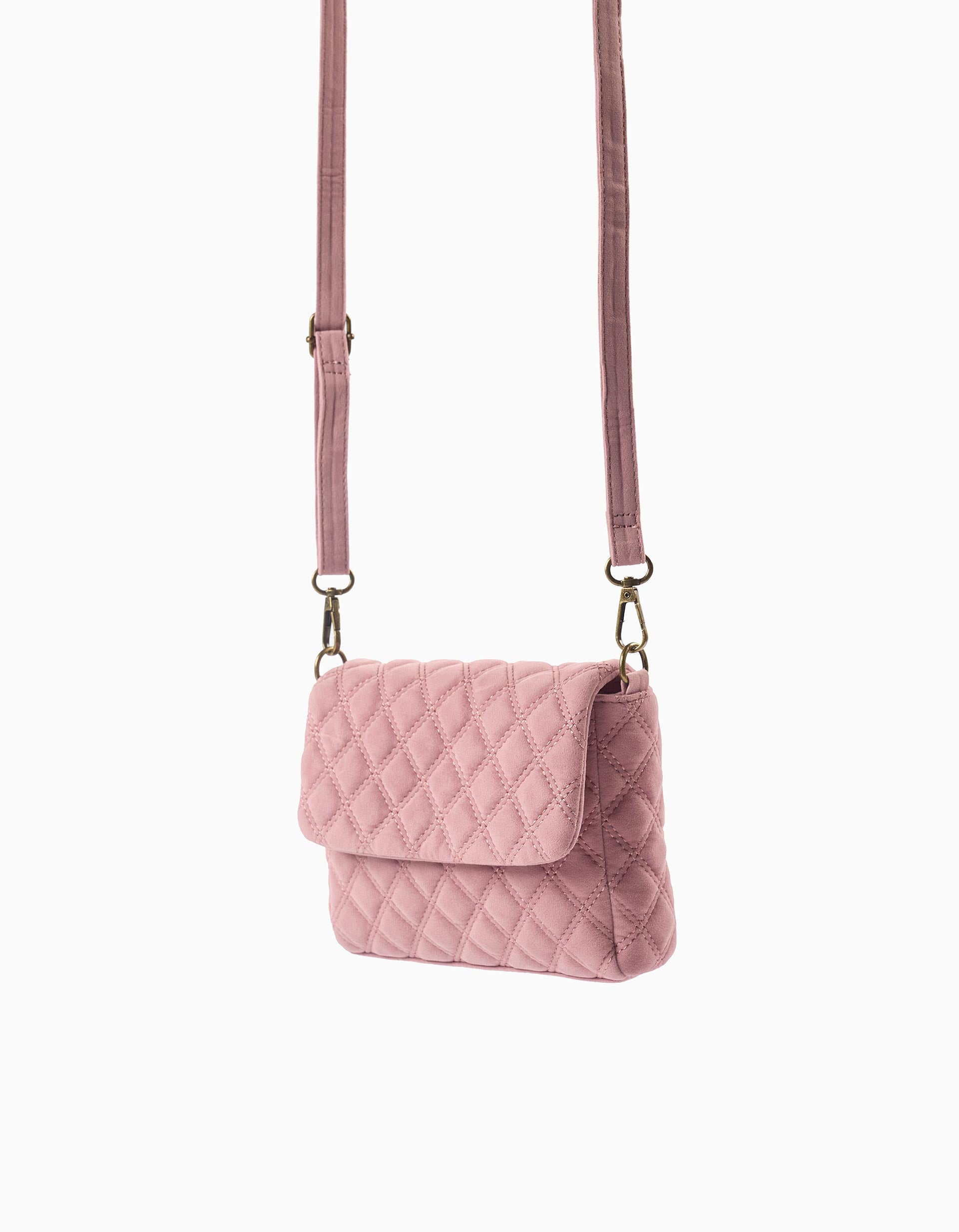 Crossbody Bag in Suedine for Baby and Girls, Pink