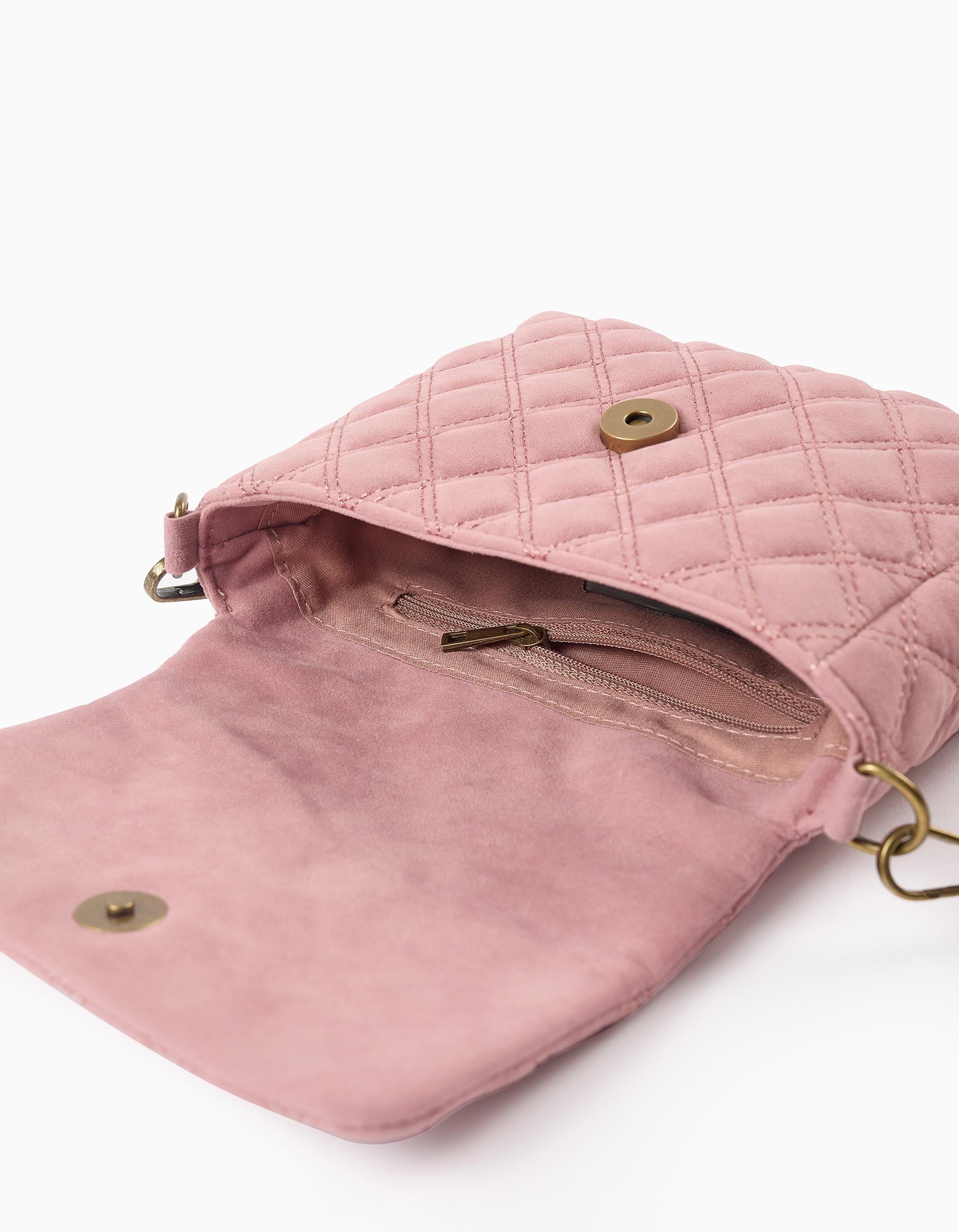 Crossbody Bag in Suedine for Baby and Girls, Pink