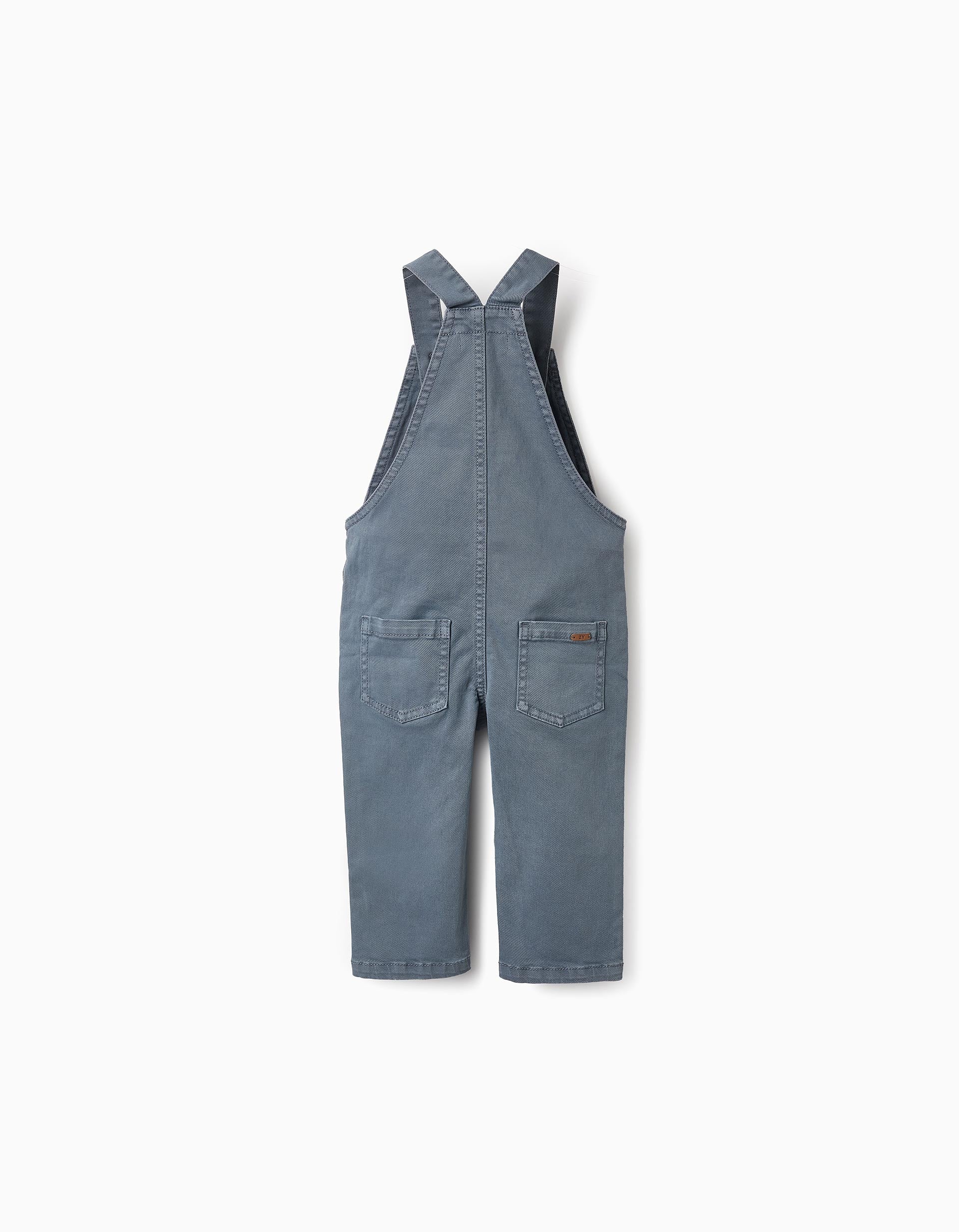 Twill Dungarees for Baby Boys, Blue