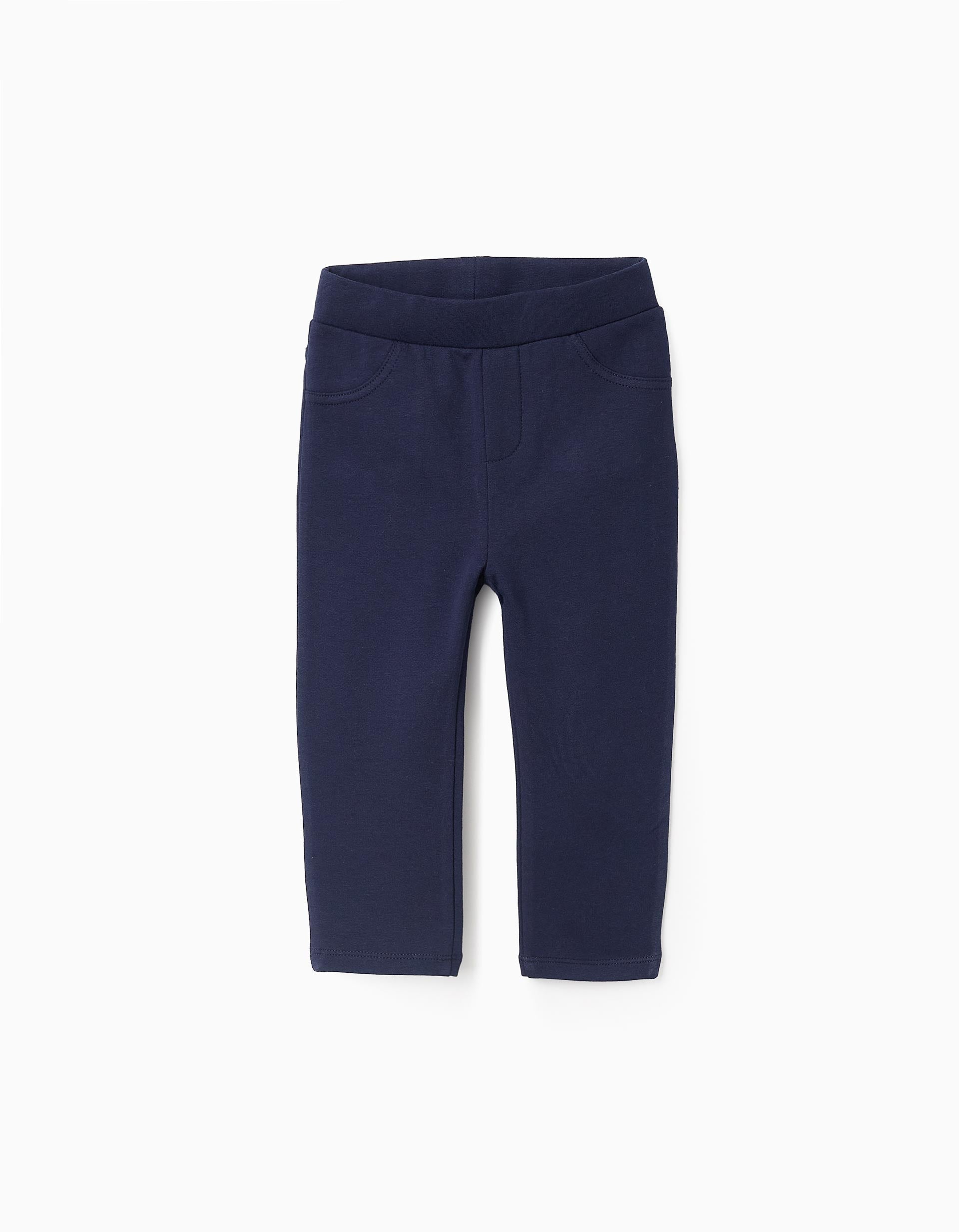 Brushed Jeggings for Baby Girls, Dark Blue