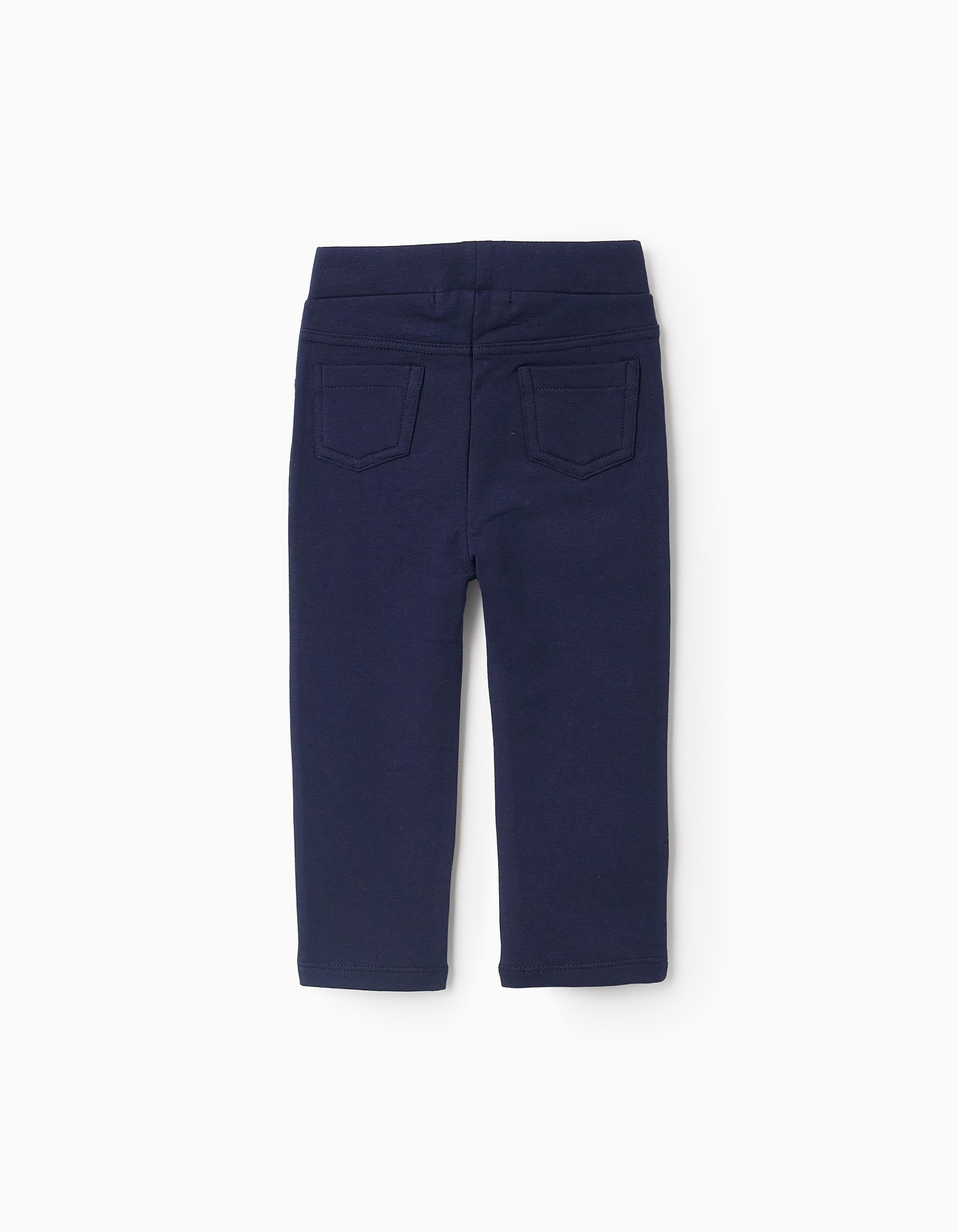 Brushed Jeggings for Baby Girls, Dark Blue