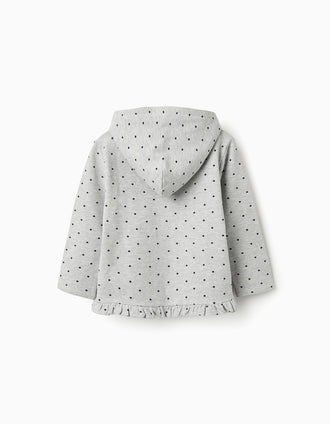 Veste à Pois avec Capuche pour Fille, Gris/Bleu Foncé